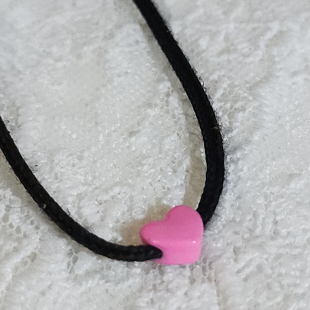 Pink Heart Pendant Choker Friendship Necklace